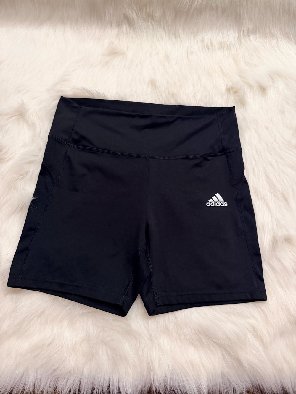 Adidas Aeroready Black High-Rise Bike Shorts with White Logo 5 inch Inseam